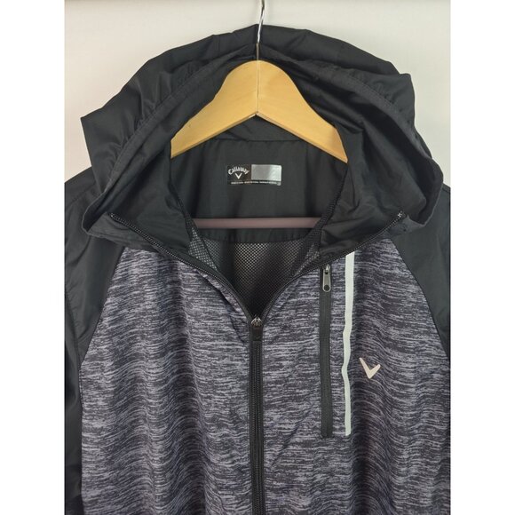 Callaway Jacket Men's Size Medium Gray Mesh Lined Full Zip Windbreaker Hooded - Picture 8 of 12
